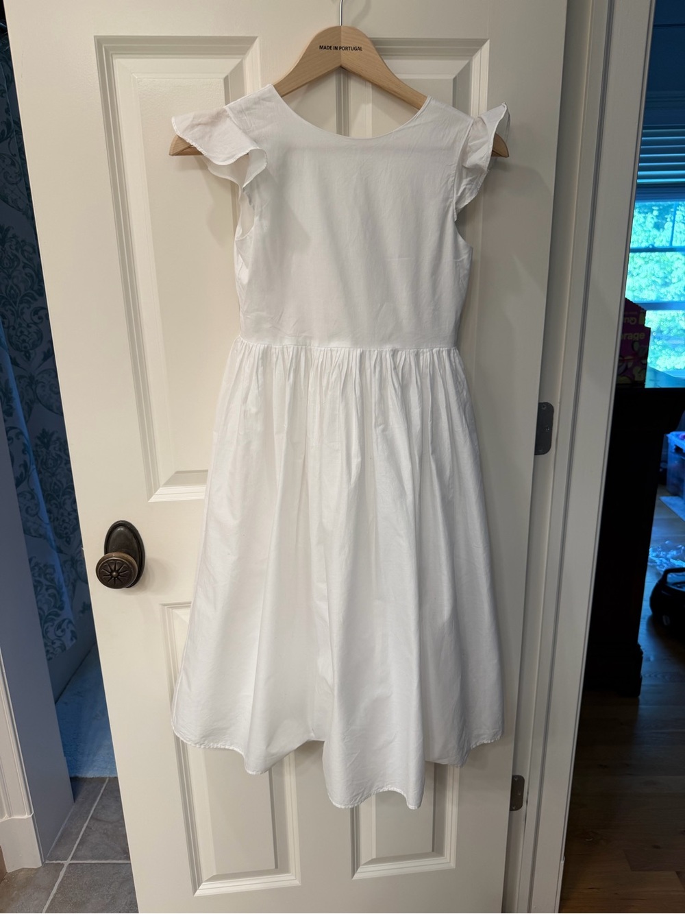 Jacadi White Ruffle Sleeve Girls Dress